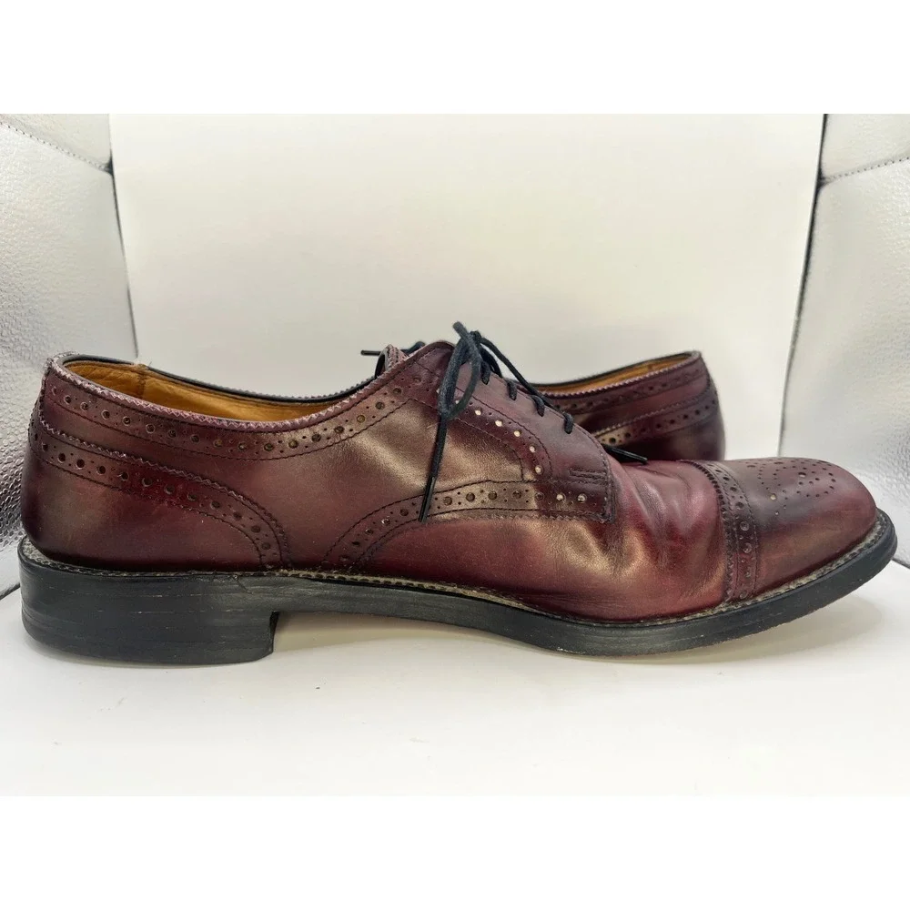 Allen‎ Edmonds Lexington Burgundy Leather Cap Toe Wingtip Derby Shoes 11.5 R